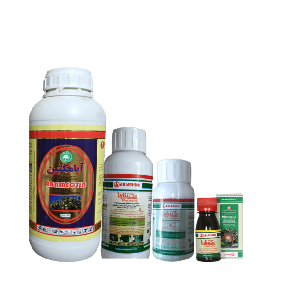 کنه کش و حشره کش آبامکتین 1.8% مایع امولسیون شونده آریا شیمی (60، 250 سی سی، 0.5 و 1 لیتری)
